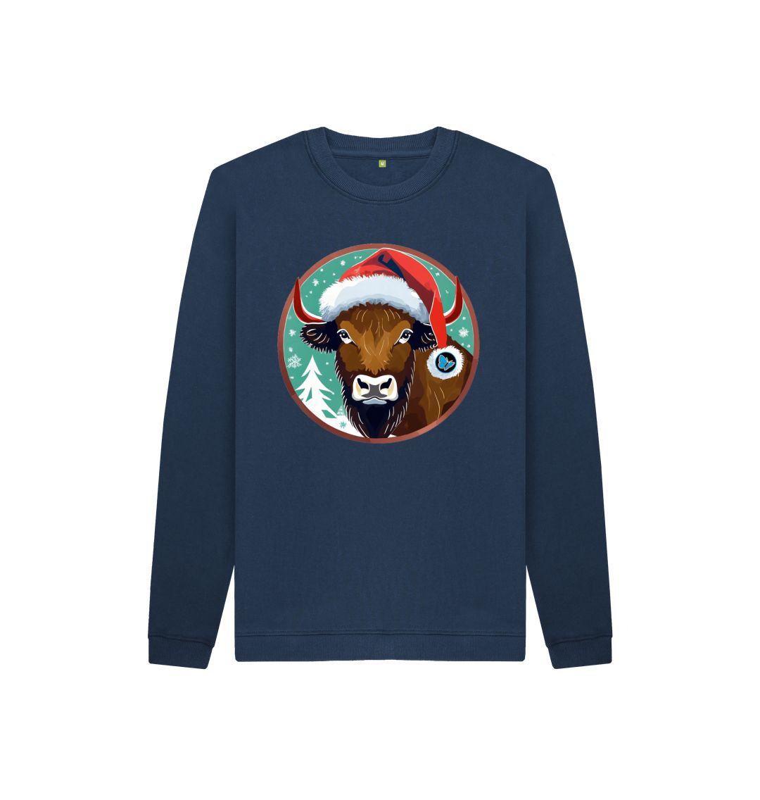 Navy Blue Bison Christmas Jumper - Children - Teemill