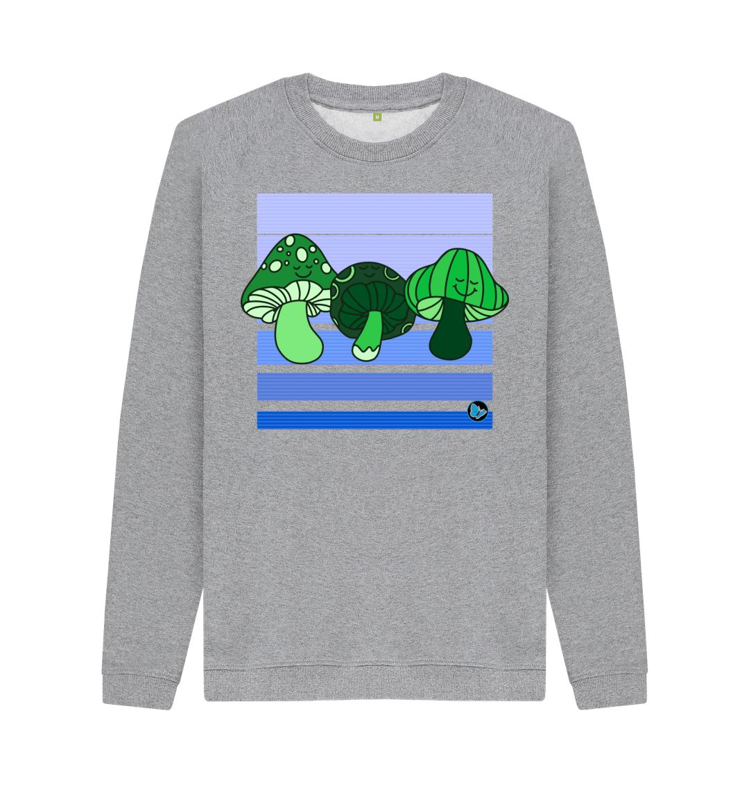 Light Heather Happy Mushroom Crew Neck Sweater - Teemill