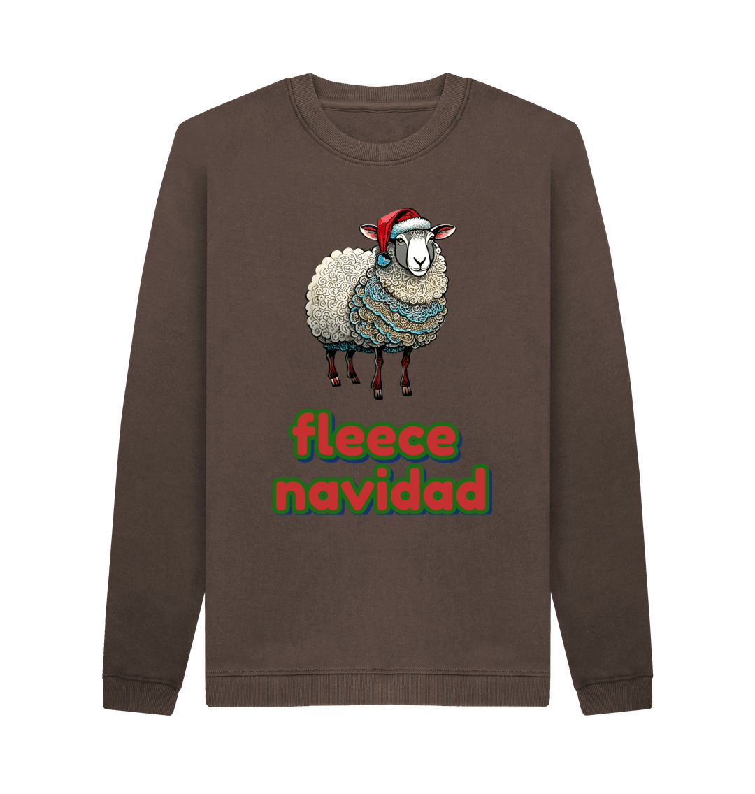 Chocolate Fleece Navidad Crew Neck Sweater - Teemill