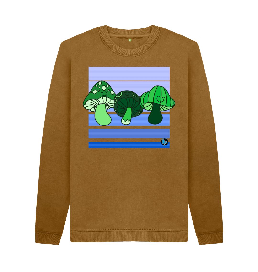 Brown Happy Mushroom Crew Neck Sweater - Teemill