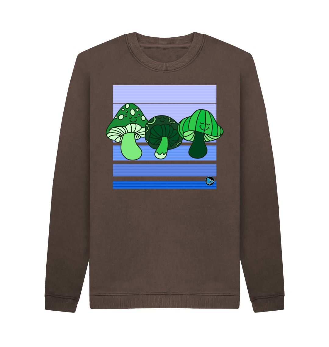 Chocolate Happy Mushroom Crew Neck Sweater - Teemill