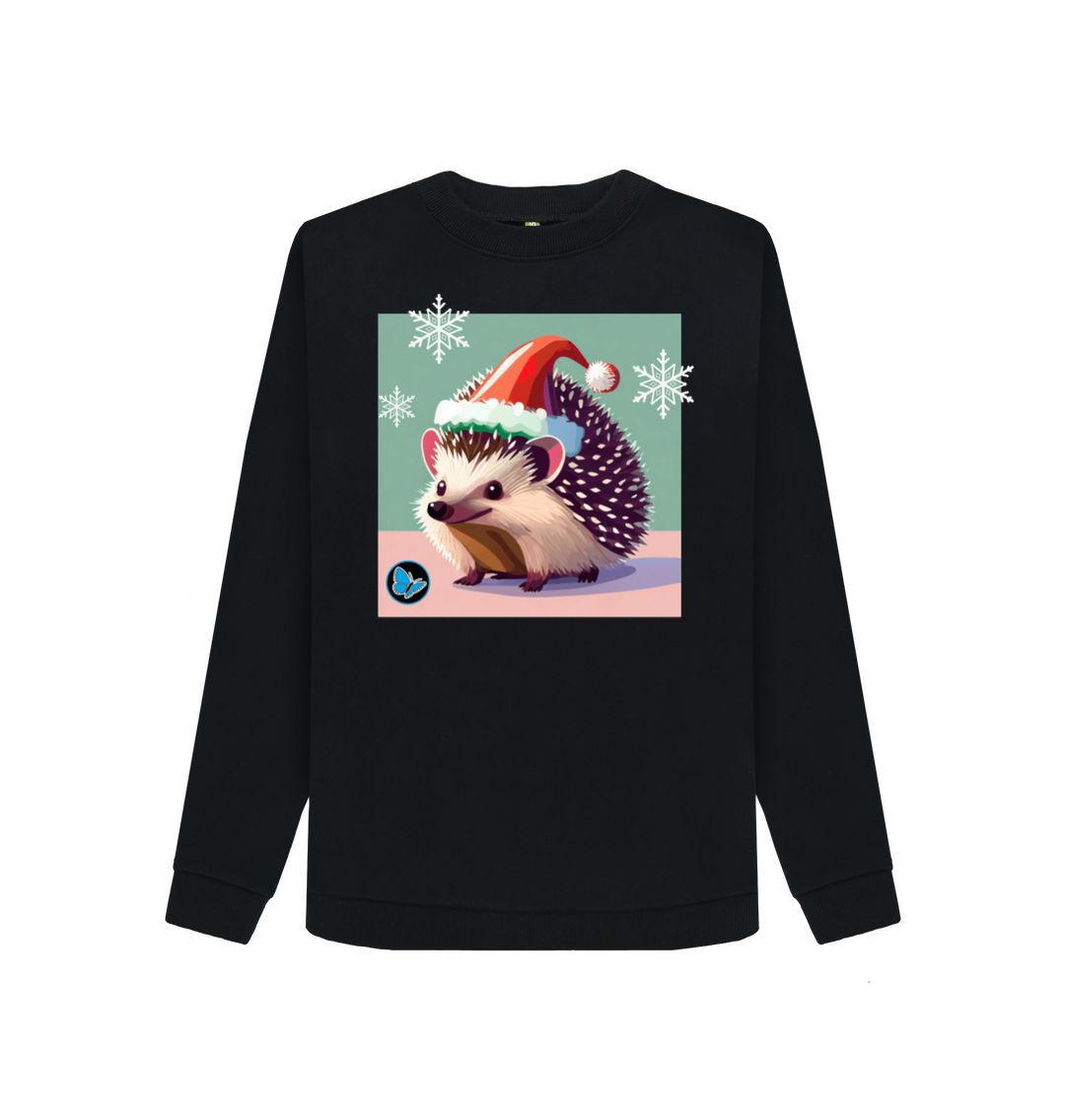 Black Hedgehog Oversized Christmas Jumper - Teemill