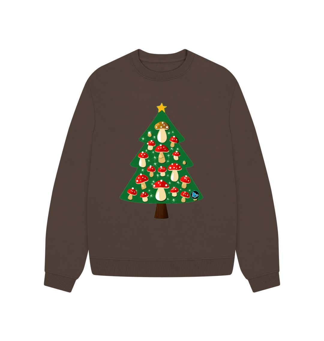 Chocolate Fly Agaric Christmas Tree Oversized Jumper - Teemill