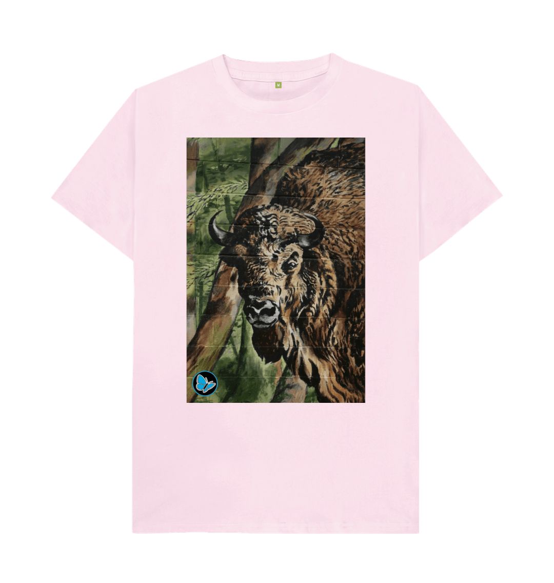 Pink Bison Mural Art T-Shirt - Men - Teemill