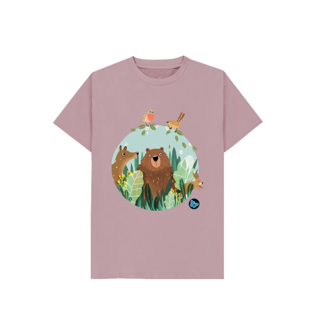 Mauve Animal Family T-Shirt - Children - Teemill