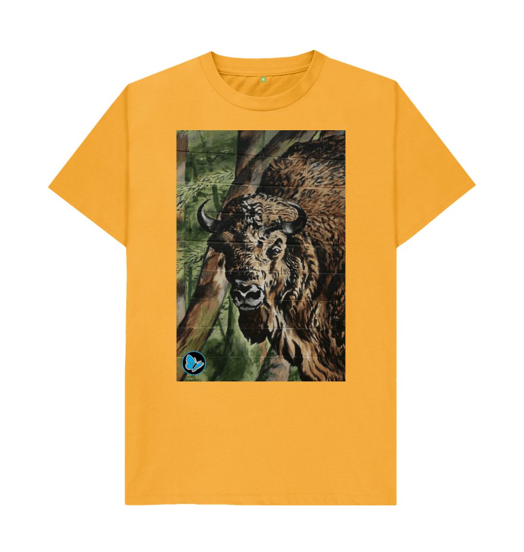 Mustard Bison Mural Art T-Shirt - Men - Teemill