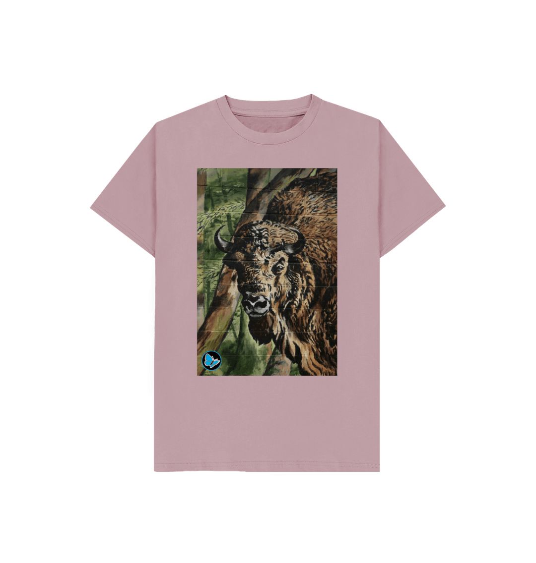 Mauve Bison Mural Art T-Shirt - Children - Teemill