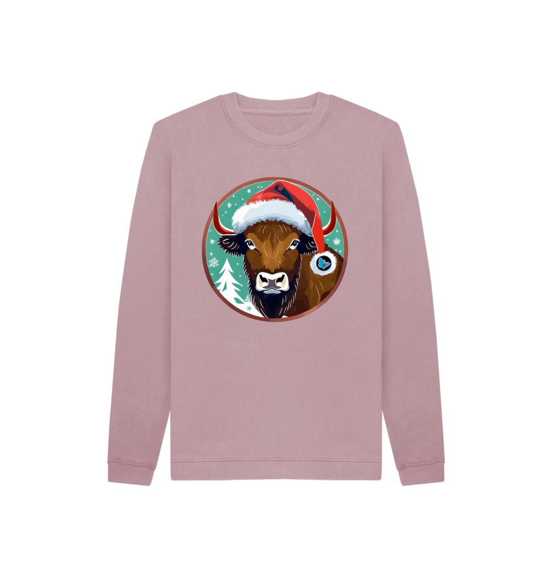 Mauve Bison Christmas Jumper - Children - Teemill